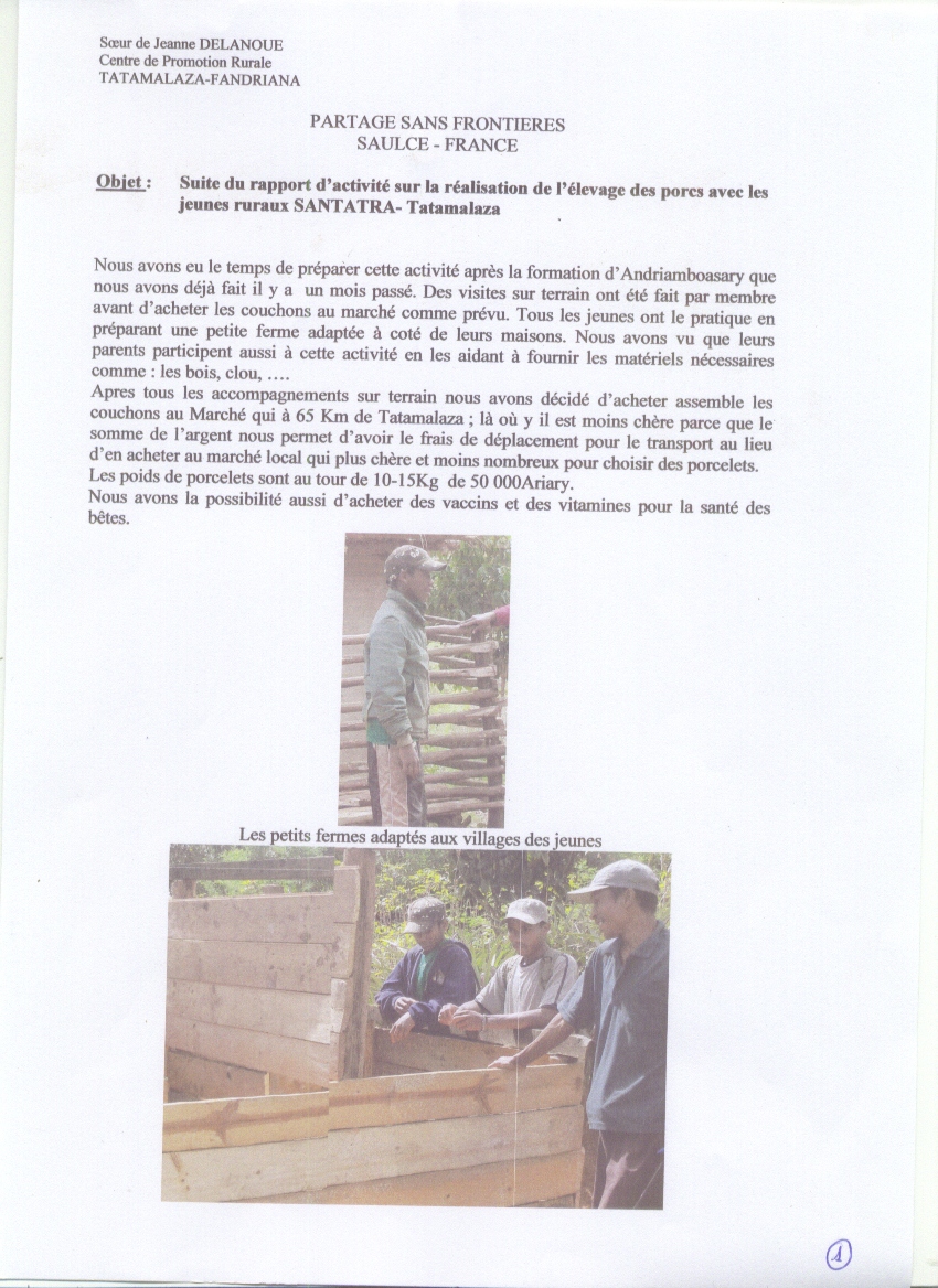 Page 1, projet Tatamalaza